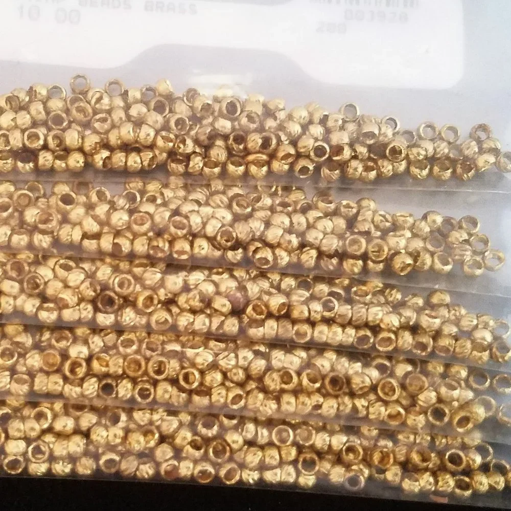 400 Brass CRIMP BEADS 2 x 2 mm 1.5 mm hole NEW DIY jewelrymaking arts and crafts
